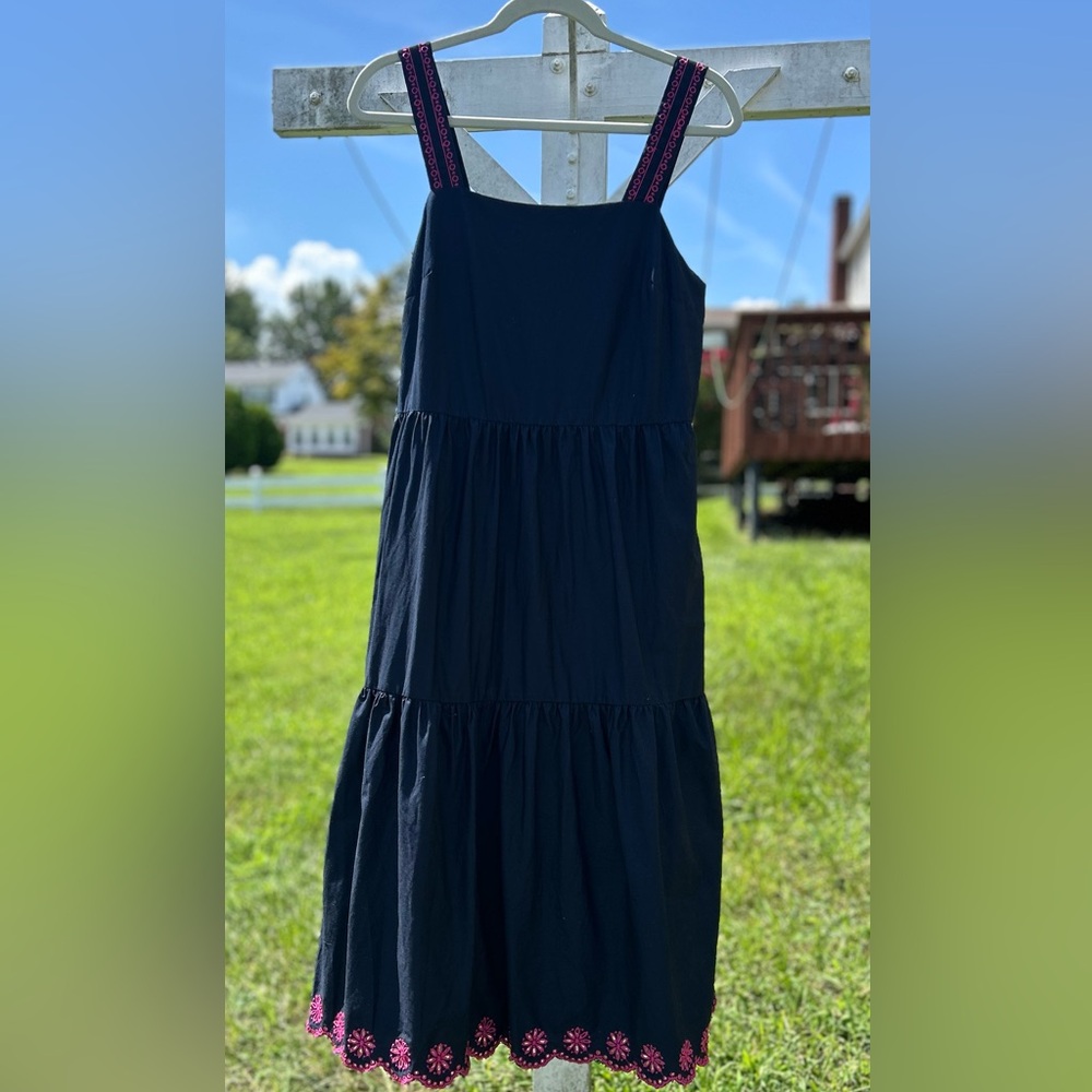 J. Crew Navy Blue Dress with Pink Accents